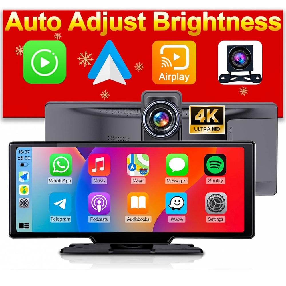 4K Dash Monitor with Front Camera - Black